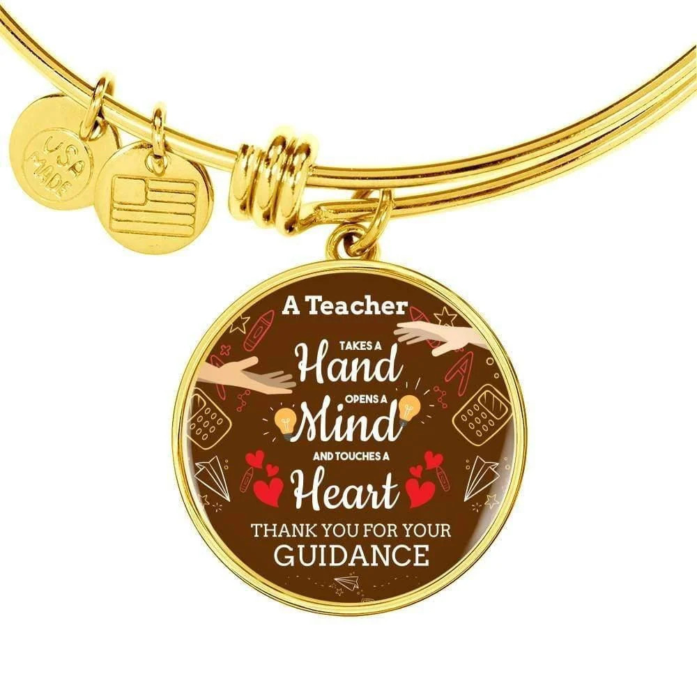 A Teacher Takes A Hand Bracelet Personalized Engraved Gold Circle Bangle Brac